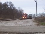 Indiana Railroad 3805 backs train to other tank cars waiting back up north in yard